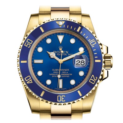 ROLEX SUBMARINER YELLOW GOLD BLUE DIAL REF 116618LB