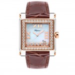 Chopard Happy Sport II Square Diamonds Rose Gold Mother of Pearl Dial Ref. 278497-9002