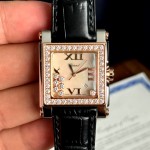 Chopard Happy Sport II Square Diamonds Rose Gold Mother of Pearl Dial Ref. 278497-9002