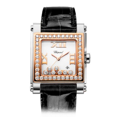 Chopard Happy Sport II Square Diamonds Rose Gold Mother of Pearl Dial Ref. 278497-9002