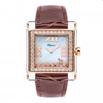 Chopard Happy Sport II Square Diamonds Rose Gold Mother of Pearl Dial Ref. 278497-9002