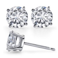 Серьги-пусеты из Белого Золота 750 пробы 18k с белыми Бриллиантами
