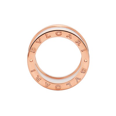 Кольцо Bvlgari B.zero1 белая керамика, розовое золото 750 (размер: 20,5-21)